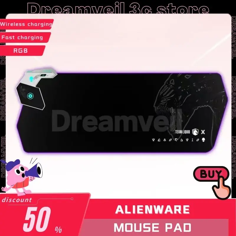 

Игровой коврик для мыши Alienware с беспроводной зарядкой, Настольный коврик Rgb, 45 Вт, быстрая зарядка со светодиодным экраном, большой размер