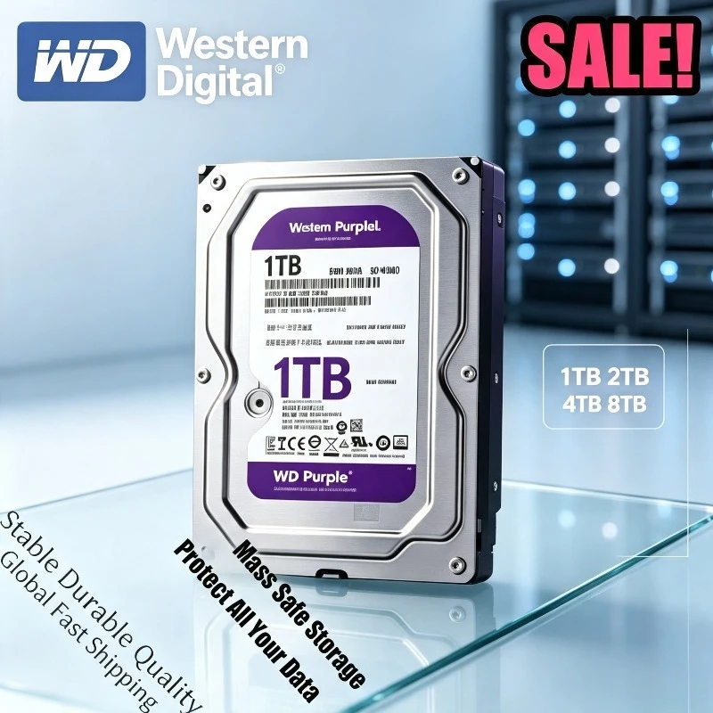 FOR WD Purple HDD 1TB 2TB 3TB 4TB SATA 6.0Gb/s 3.5" Protable Hard Drive Disk For Security System Video Recorder ssd hard disk