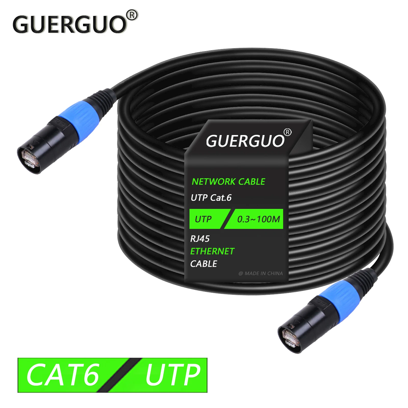 

0.3M-100M 1PC CAT6 RJ45 Stage EtherCON Extension Unshielded Cable Outdoor&Indoor LAN Network UTP Cable with Zinc Alloy Plug