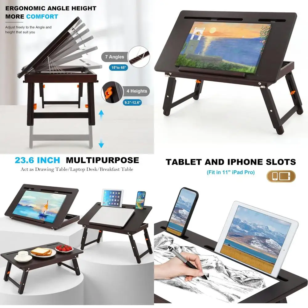 

Adjustable Bamboo Tabletop Easel for Tablet, Drawing, Painting, Writing, and Reading