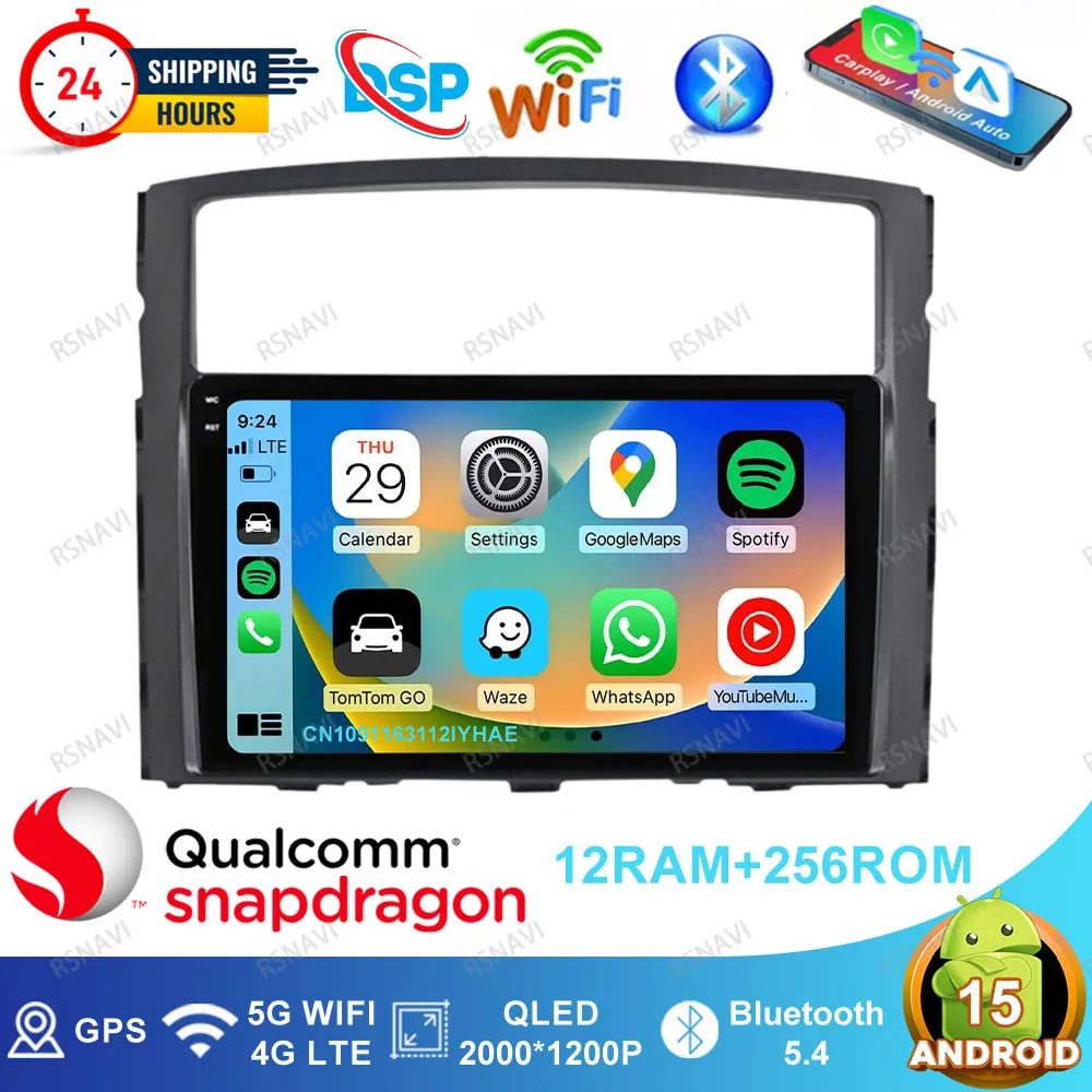 

Android 15 Car Radio For Mitsubishi Pajero 4 2006-2014 Viedo Player Wireless Carplay Auto Qualcomm 5G WIFI Autoradio Stereo DSP