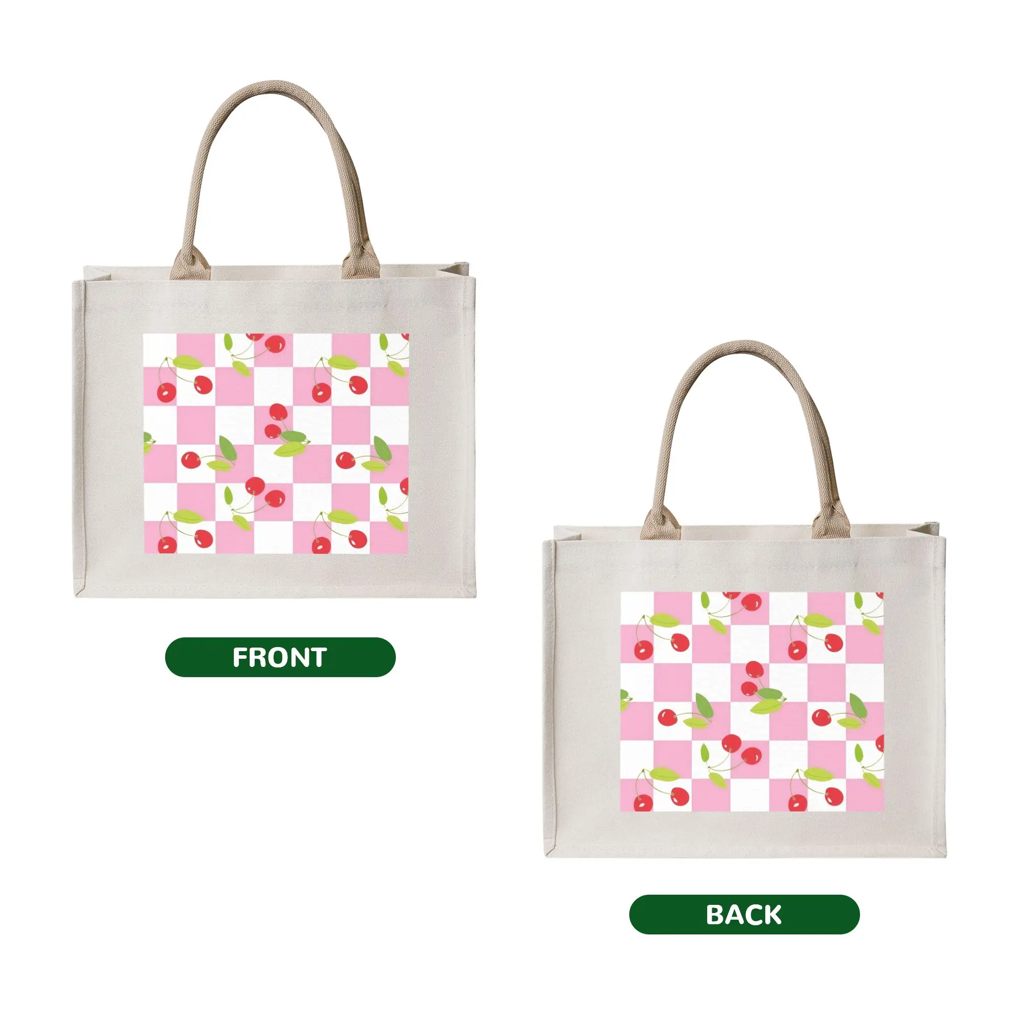 Kawaii Print Cherry Pink Chess Tote Shopping Bags Portable Shopper Shoulder  Handbag
