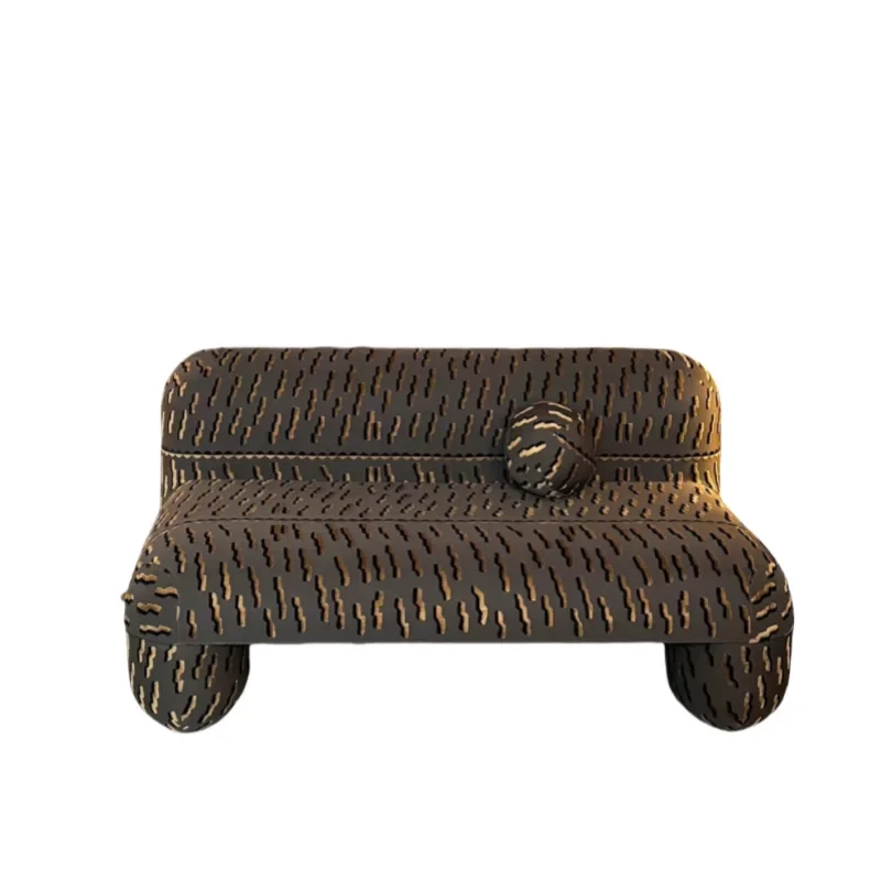 

Black gold design tiger chenille tiger pattern jacquard sofa retro style three-person sofa