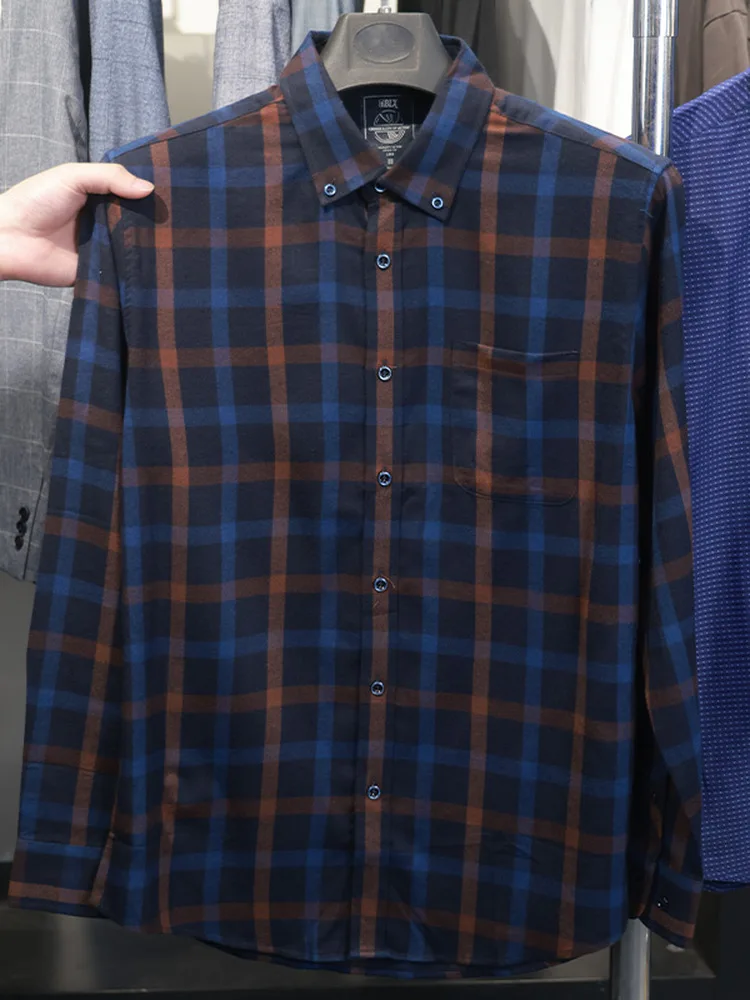 

Мужская повседневная рубашка Homesi Spring Autumn Vitali в клетку, удлиненная, приталенная, стандартного кроя, утепленная...