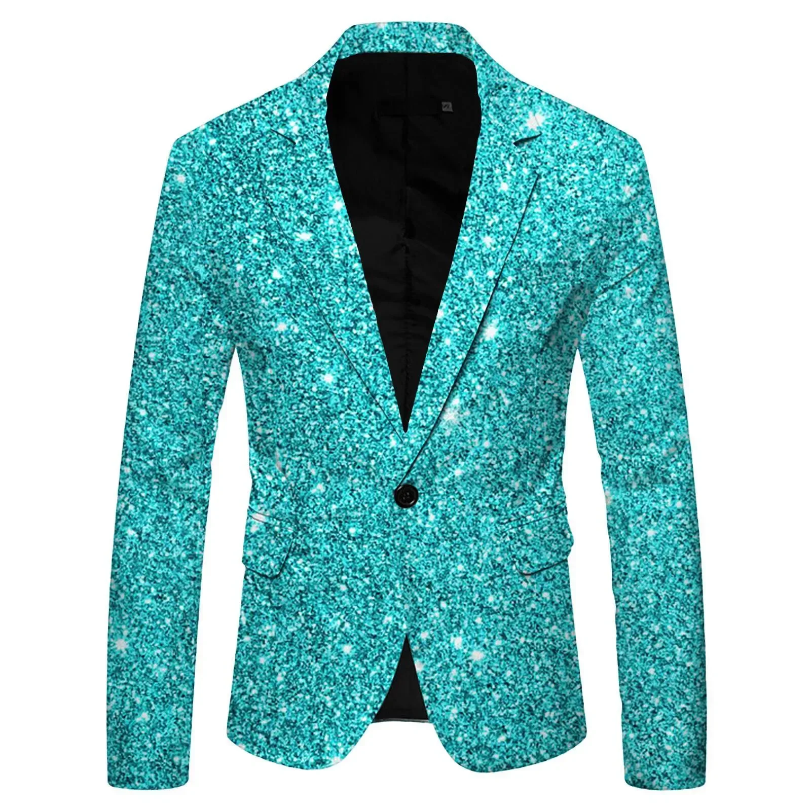 Men's Sequin Print Suit Jacket Slim Fit Lapel Button Long Sleeved Colorful Blazers Party Business Casual Suit Coat Tops For Men