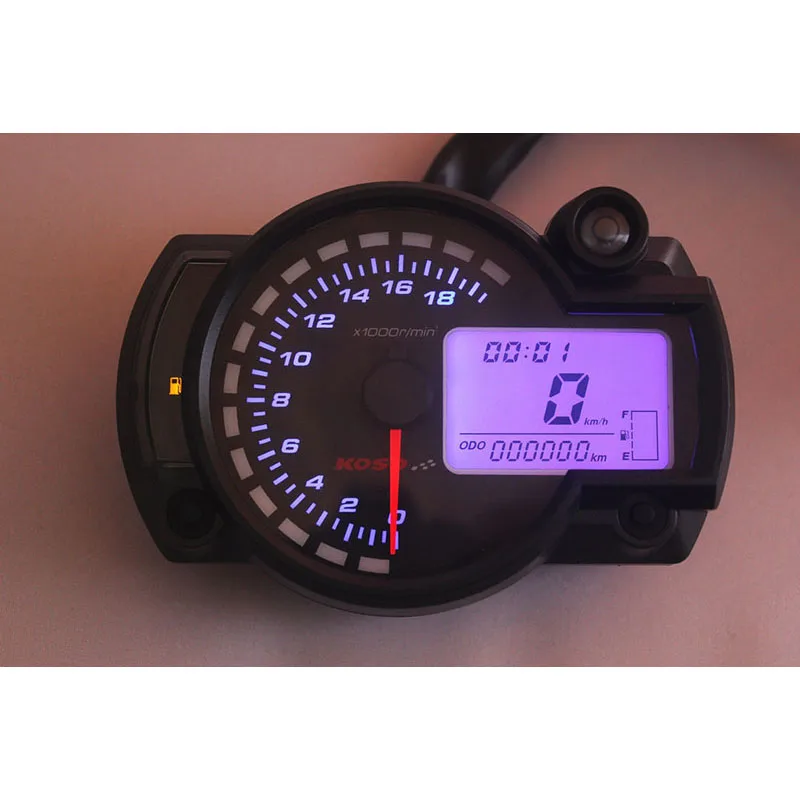 Modern KOSO 18000rpm Black White LCD Digital Motorcycle Odometer Speedometer Adjustable 7 Color Instrument Motorbike 299kmh