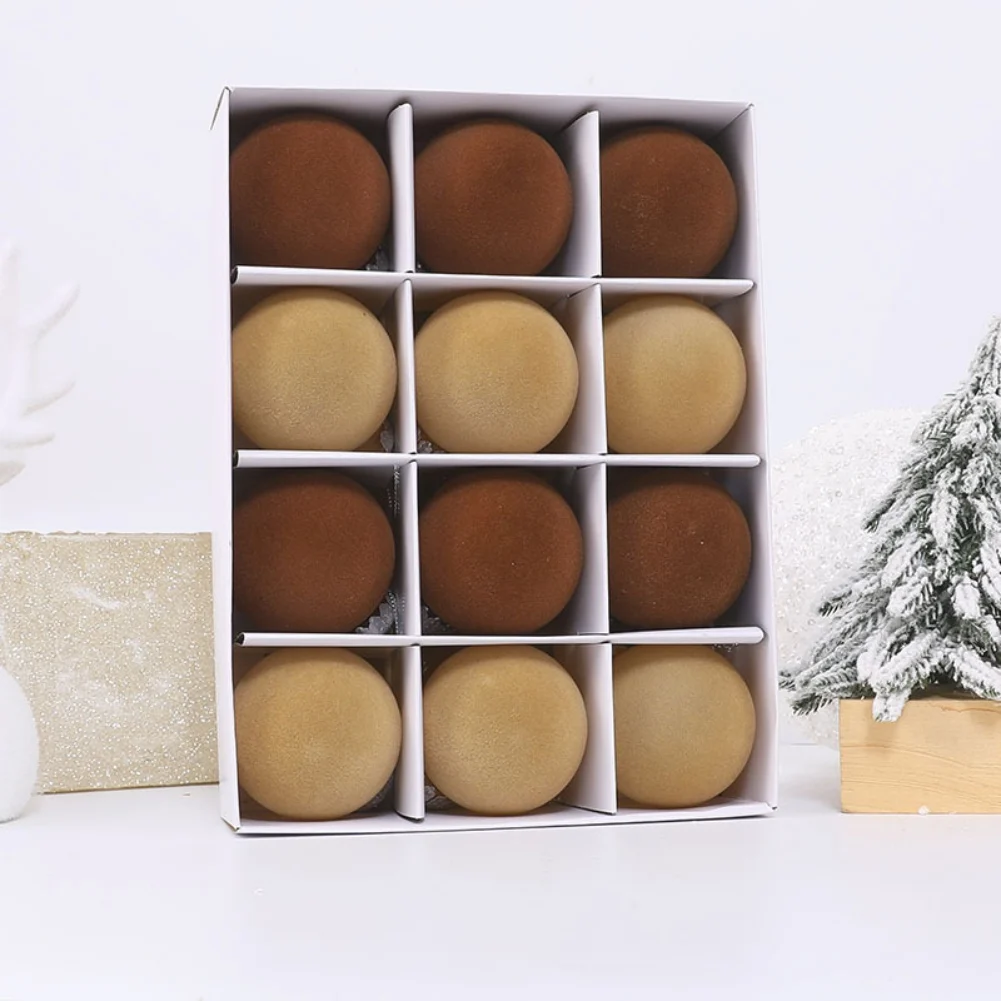 벨벳 크리스마스 공 대량 무리 크리스마스 트리 공 장식품, 플라스틱 공, 크리스마스 트리 장식 걸이식 장식품, 12 개, 6cm