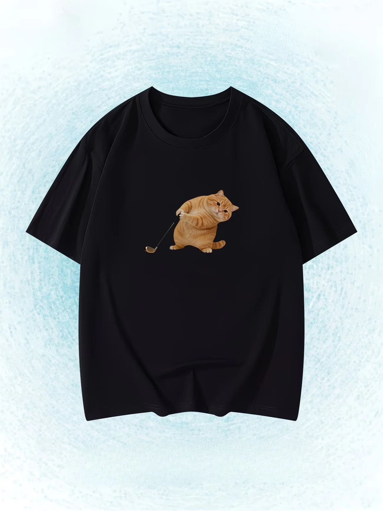 Funny Golf Cat Women Meme Graphic Tee Summer Short Sleeve Humor Cat Print Trendy Streetwear Korean Style Funny Pattern Loose Tee