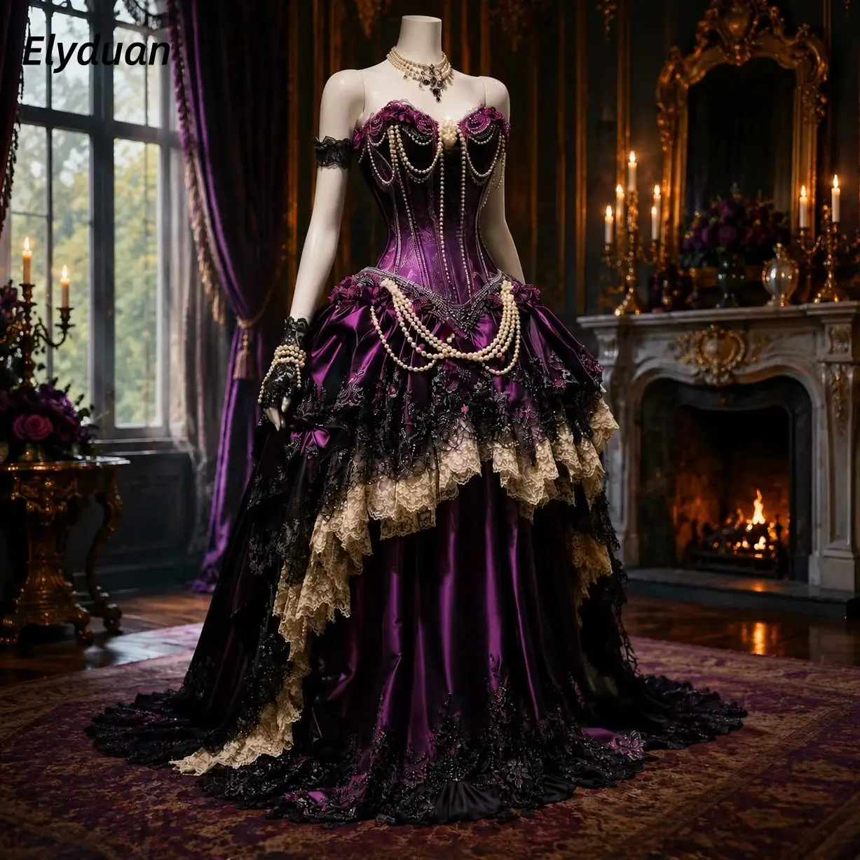 purple and black prom dress A Line Off The Shoulder Flower & US8 special events Care Dark Purple Dress With Heels