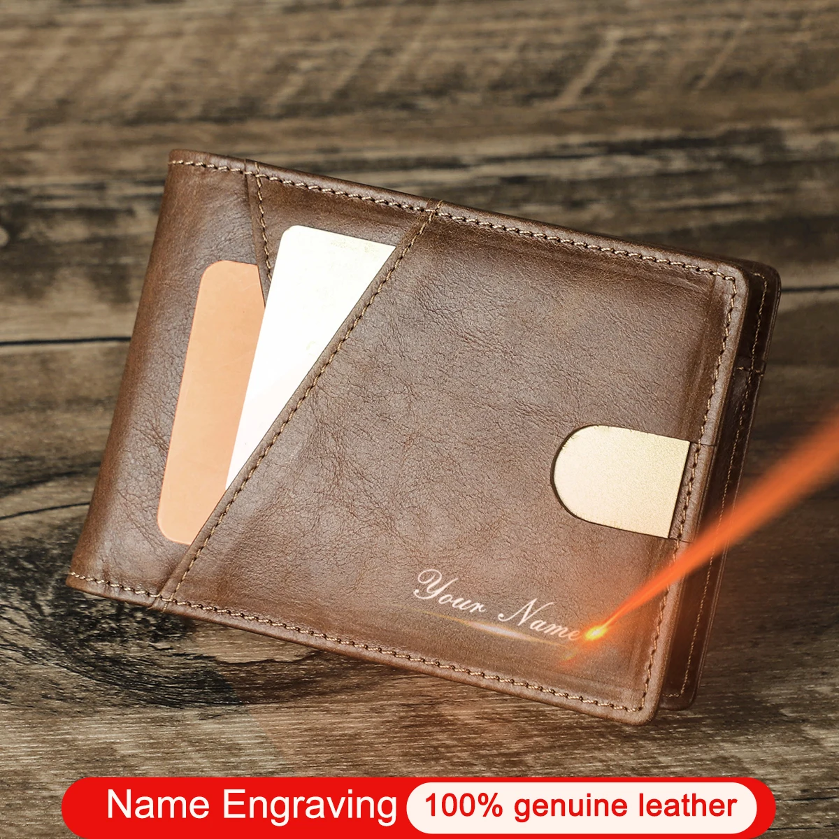 

Contact's Genuine Leather Card Holder Wallets Custom Slim Classic Wallets for Men Short Luxury Rfid Foldable Money Purse