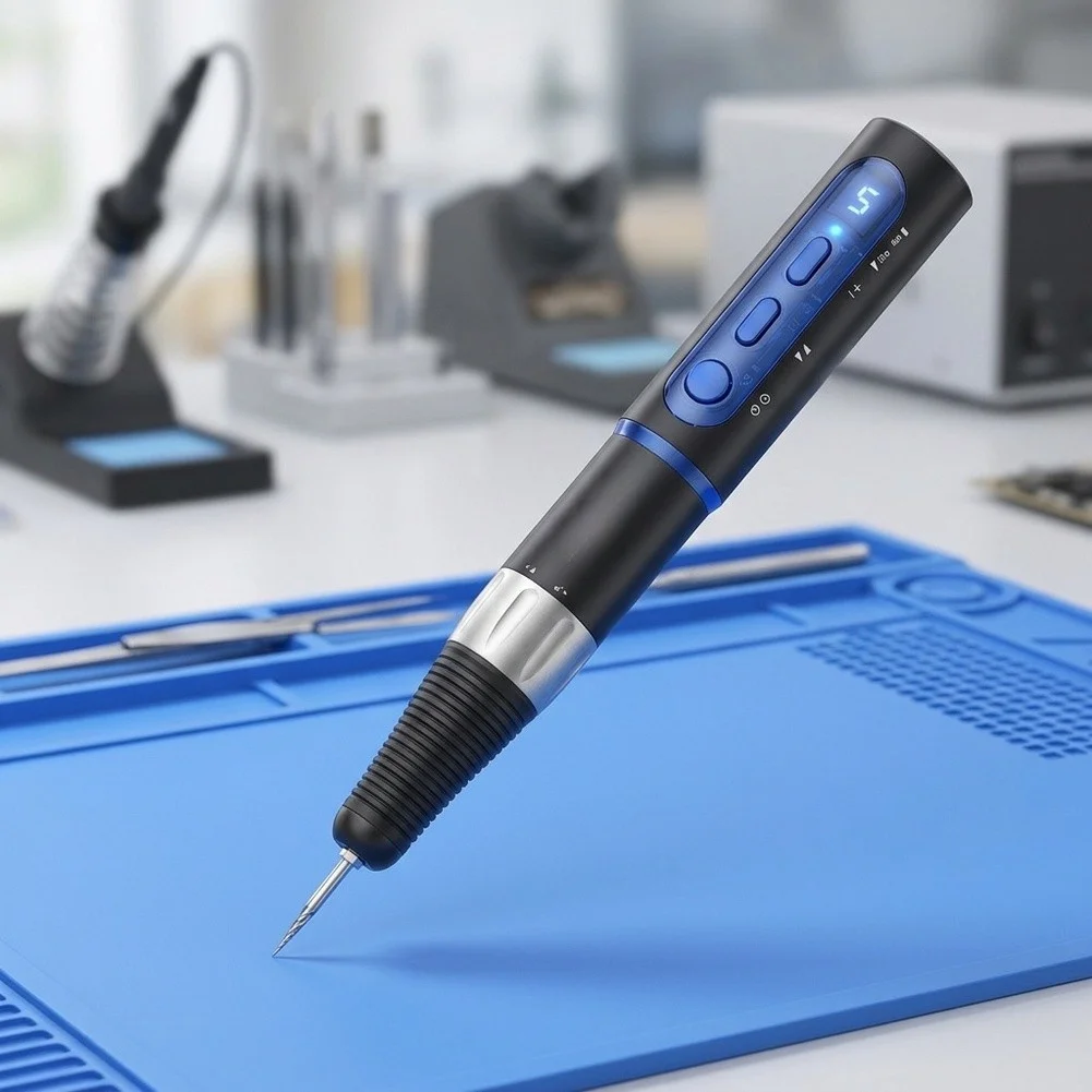 Brushless Cordless Engraver Pen for Precision Engraving Polishing Drilling 5V Input 167x24x24mm Blue Rotary Tool