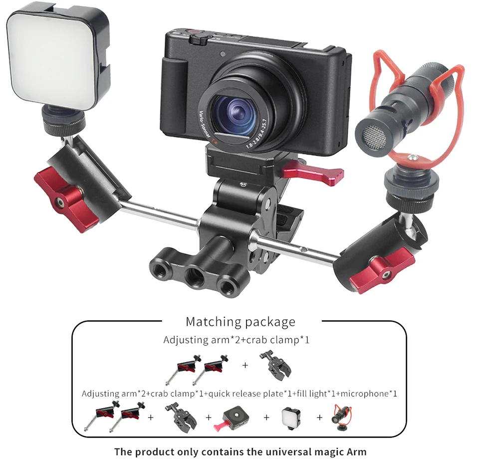 360-Stativ-Adapter für Magic Arm, Dual-Kugelkopf, 1/4 Zoll Schraube, Gelenkanschluss für Kamerakäfig, Monitorständer, LED-Lichthalter – Detail 10