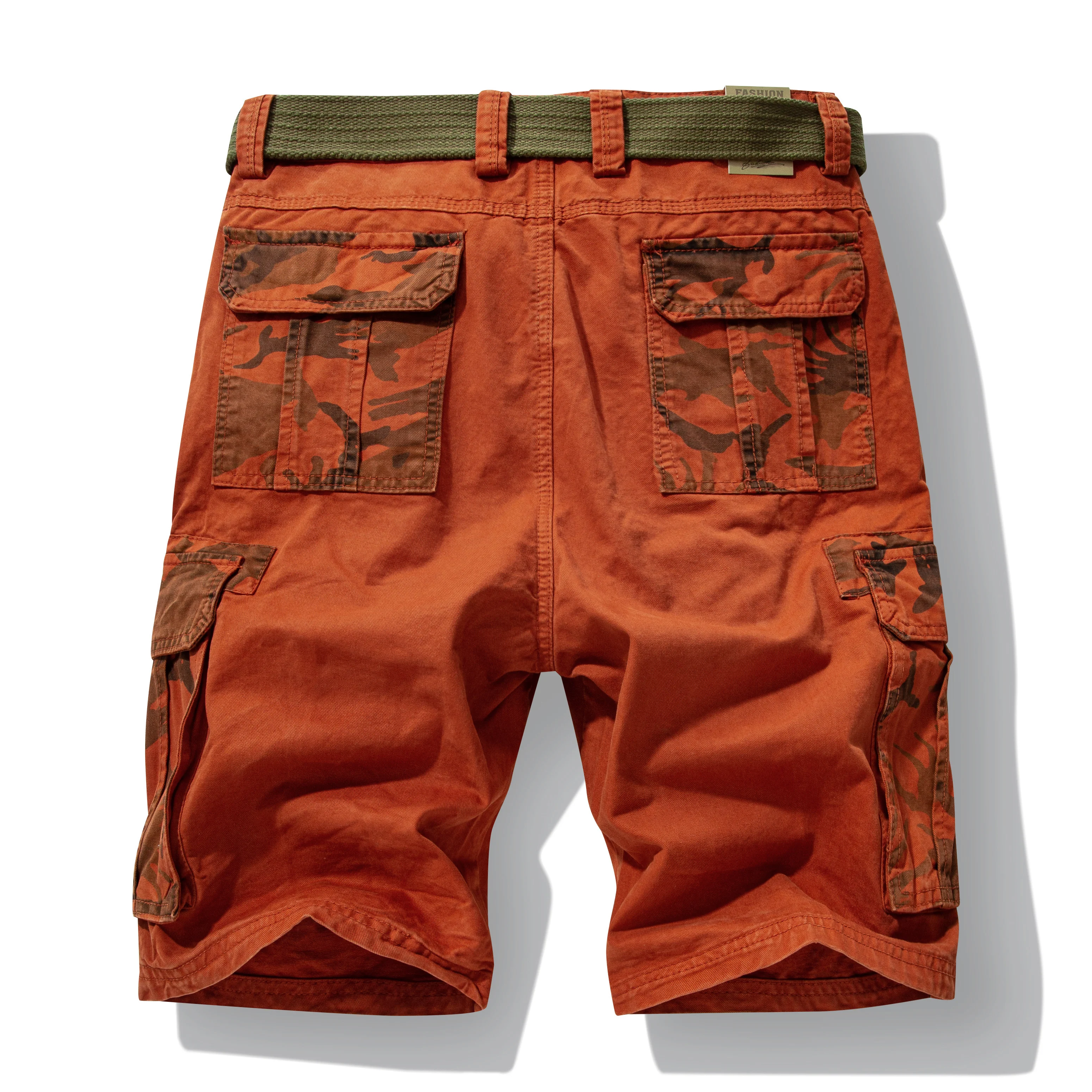 Men's Summer New Japanese Retro Camouflage Outdoor Street Cargo Shorts, Loose Knee-Length Shorts B2021