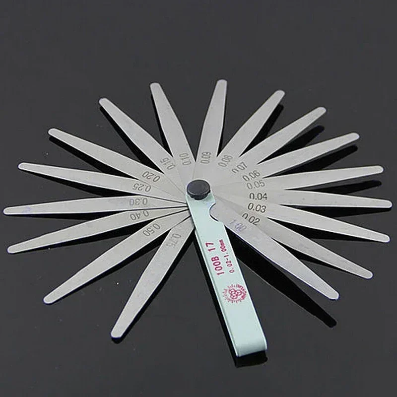 17 Blades Feeler Gauge Thickness Gauges Measurment Tool Gap Wedge for Engine Valve Adjustment 0.02-1mm Percision Measuring Tools