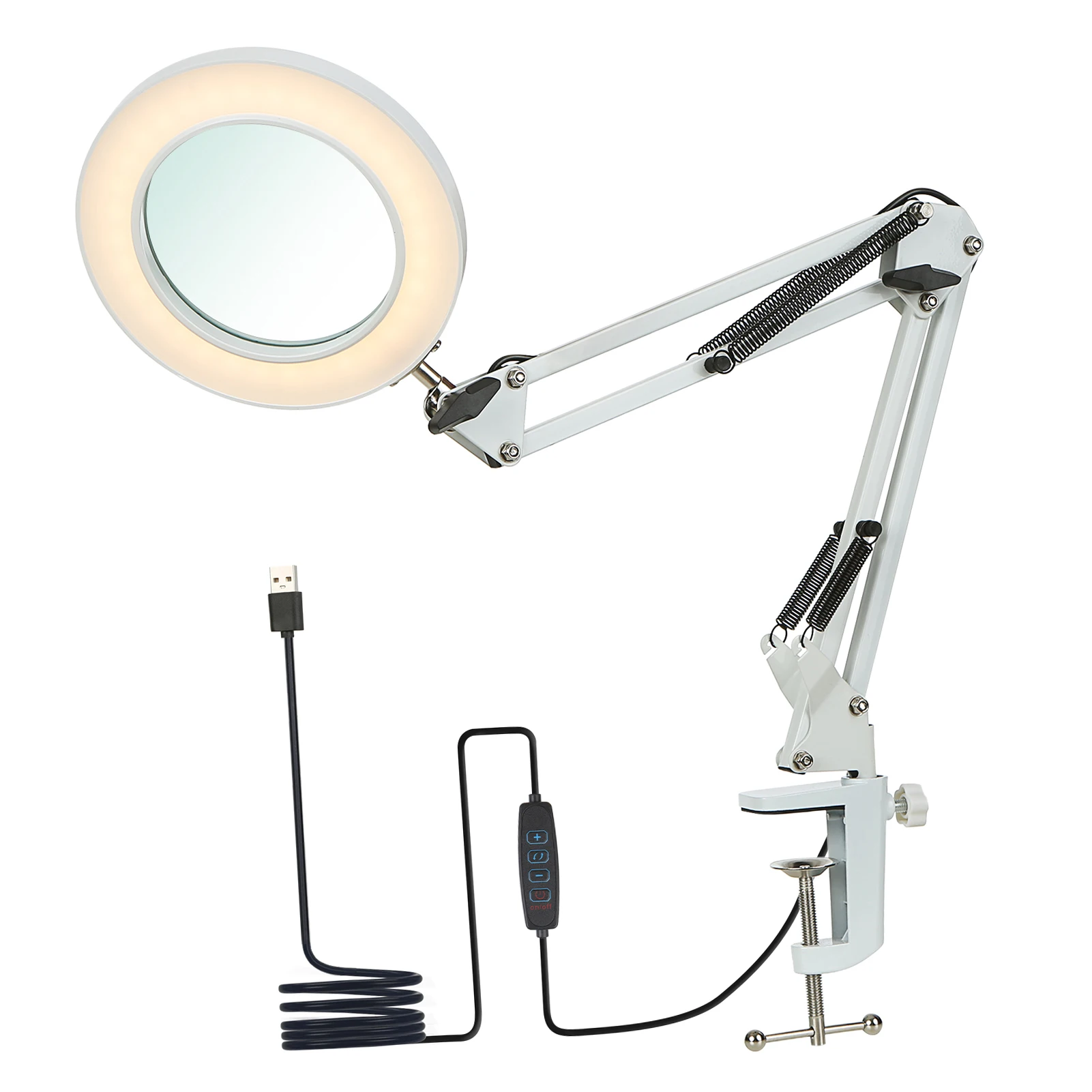 8X Magnifying Glass with LED Desk Light Third Hand Soldering Tool Desk Clamp USB 8X Magnifier Welding/Reading Table Lamp