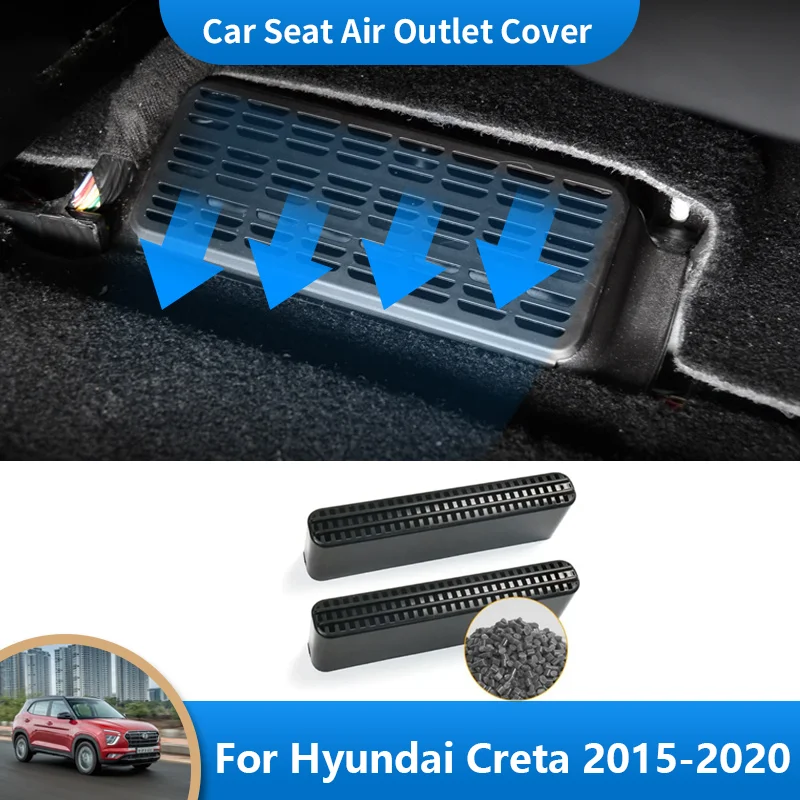 Car Air Vent Antiblocking Dust Cover Under Seat Air Conditioning Outlet Cover for Hyundai Creta ix25 Cantus 2005~2020 2018 2019