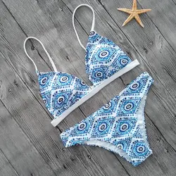 Vintage Print Swimsuit Women Sexy Thong Bikini Sets Female Brazilian Bathing Suit Low Waist Swimwear Summer Beachwear Biquini