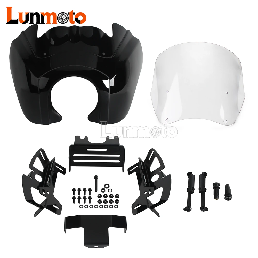 T-Bar Front Fairing Motorcycle Club Style Baja LP6 Headlight Cowls For Harley Dyna Street Fat Bob Super Wide Glide Low Rider S view 2