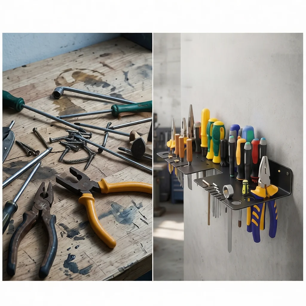 Wall Mounted Tool Storage Rack 26 Holes Metal Garage Organizer Professional Garage Equipment Pliers Screwdriver Wrench Holder