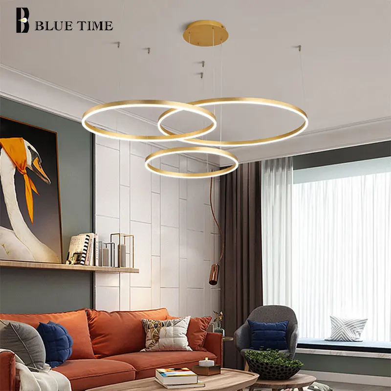 Dining room Kitchen Led Pendant Light Modern Home Luxury Rings Chandeliers Living room Bedroom Pendant Lamp Gold Decor Lighting