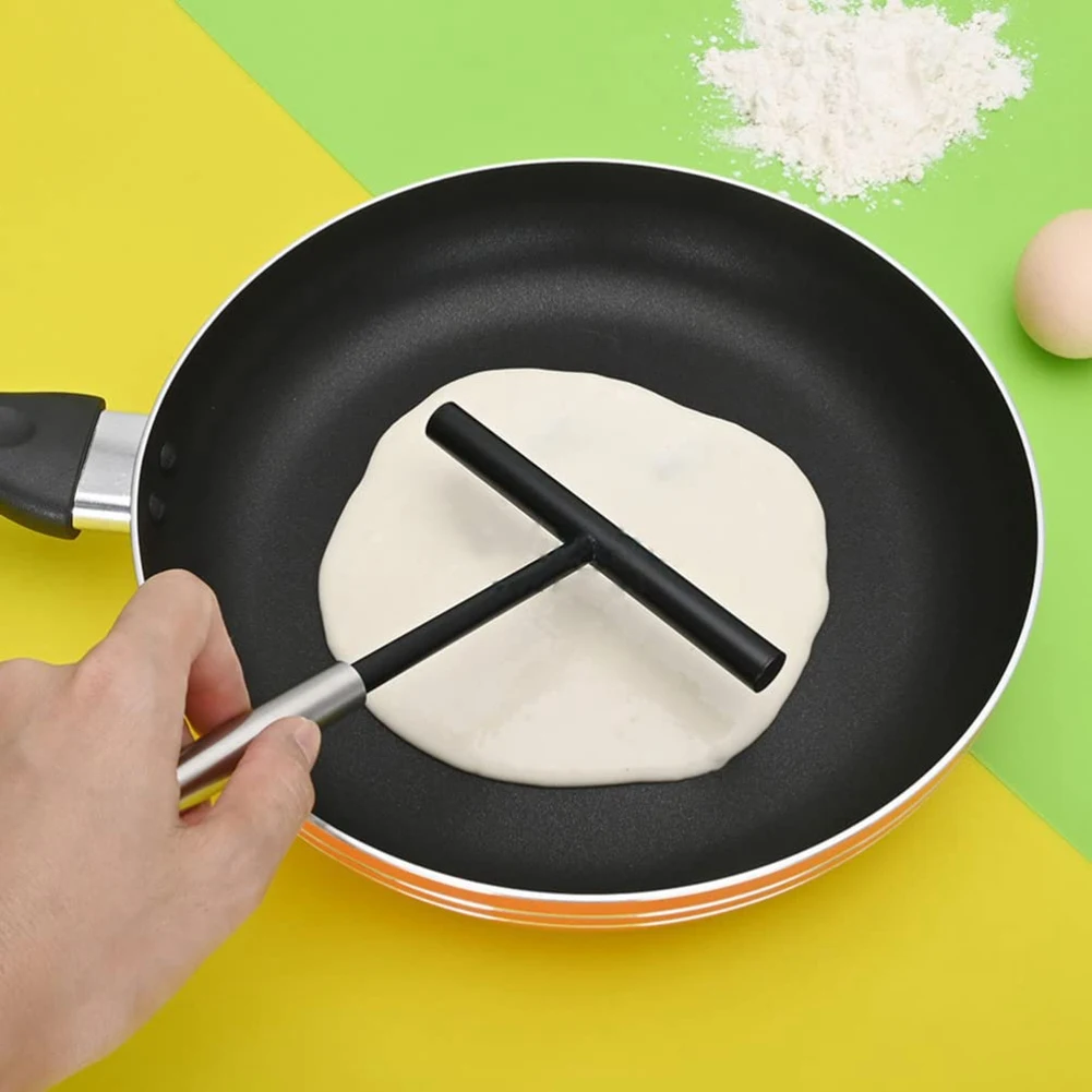 2025+ 2Pcs Crepes Distributors Silicone Stainless Steel Crepes Spatula Spreader for Crepes Pancakes Baking Cooking Kitchen
