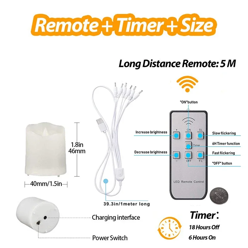 Wiederaufladbare Led Kerzen Timer Fernbedienung LED Licht Flammenlose Für Hochzeit Zimmer Garten Urlaub Beleuchtung Wohnkultur Tee Kerze Lampe – Detail 2