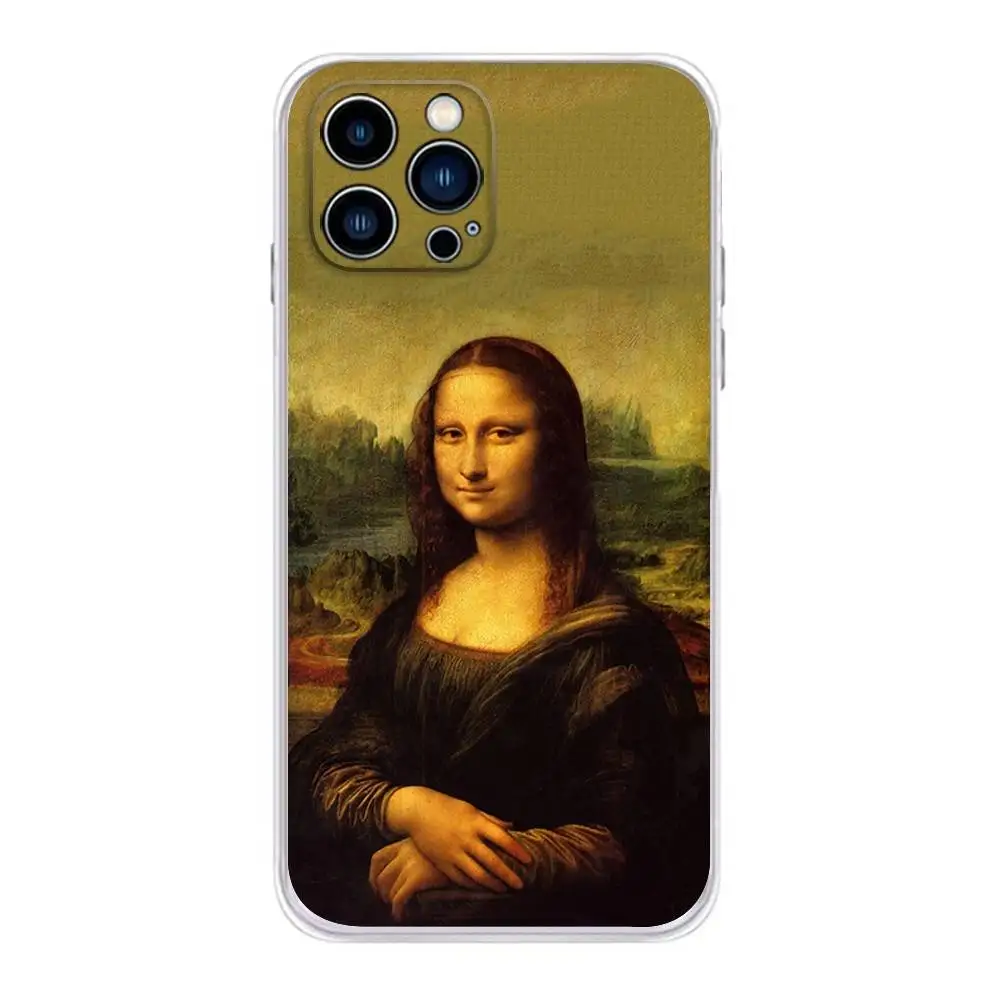 حافظة هاتف ليوناردو آرت دا فينشي لهواتف آيفون 16,15,14,13,12,11 Plus,Pro,Max,XR,XS,Plus,E,غطاء ناعم شفاف صغير