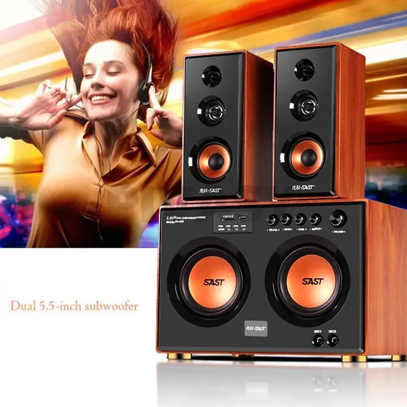 Dual 5.5 Inch Bluetooth Speaker Active Subwoofer Three-Way Sound Box 2.1 Computer Speaker Home Theater Sound System Audio Set