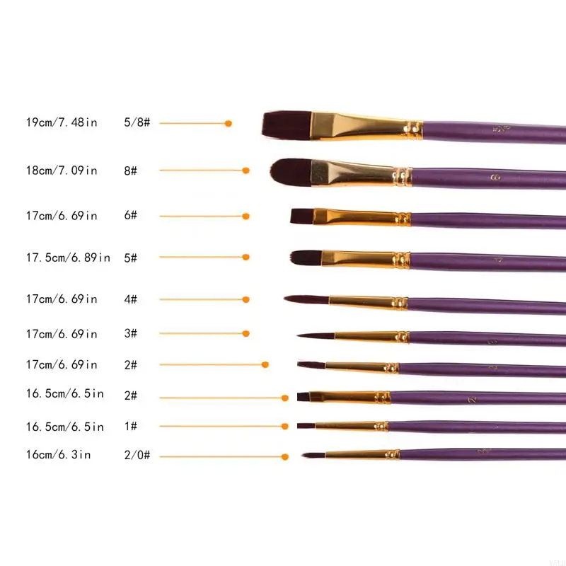 Y5LB Watercolor Paint Brush 10pcs/set Children Adults Beginners School Course Creation for Outdoor Traveling Camping Sketch