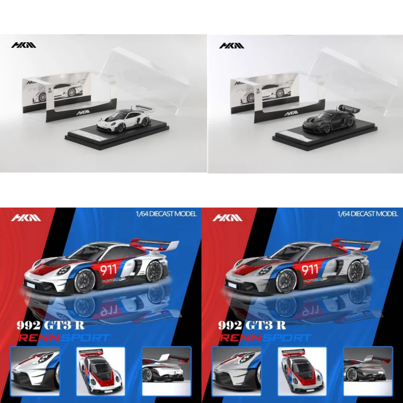 

HKM 1:64 911 992 GT3 R литая под давлением модель автомобиля из сплава, игрушка для мальчиков, детский подарок, коллекционное украшение для взрослых.