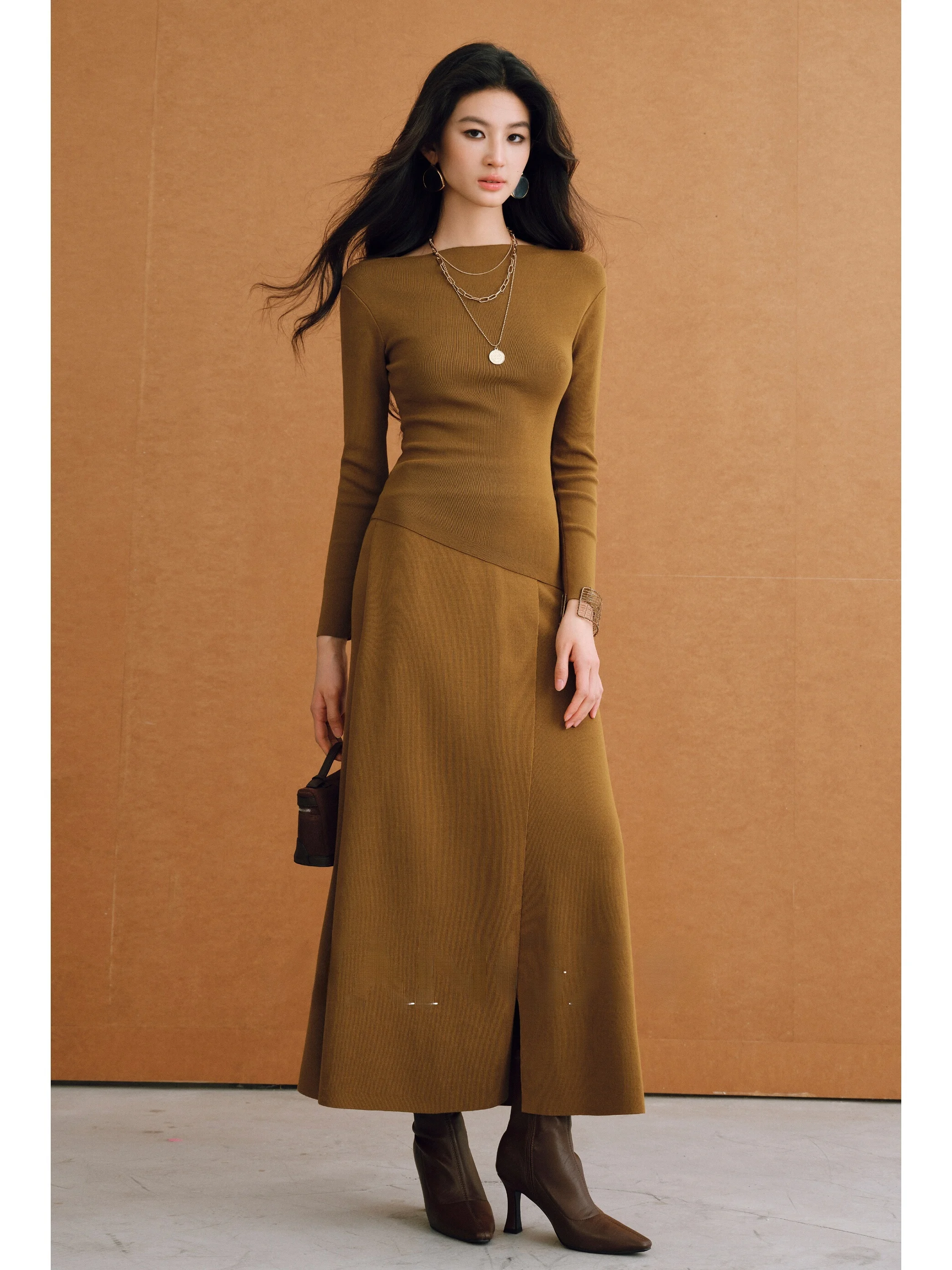 

Wangxo дышащий льняной текстурный вязаный асимметричный топ на одно плечо и комплект с юбкой, многофункциональный модный женский наряд