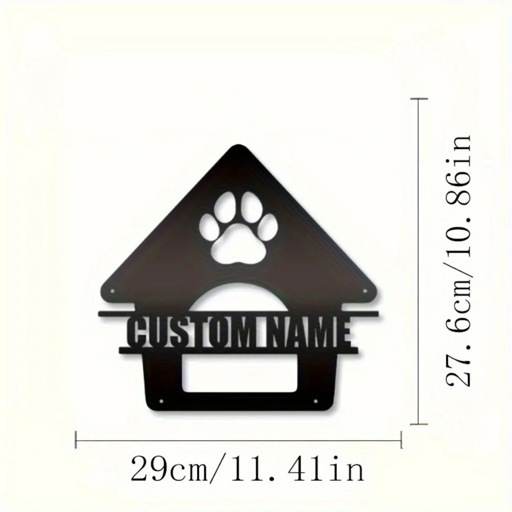 Exquisite Tailor - Made Rustic Metal Dog Kennel Sign Custom Pet Name Door Plate Paw Print Cutout for Home Office Yard Decor