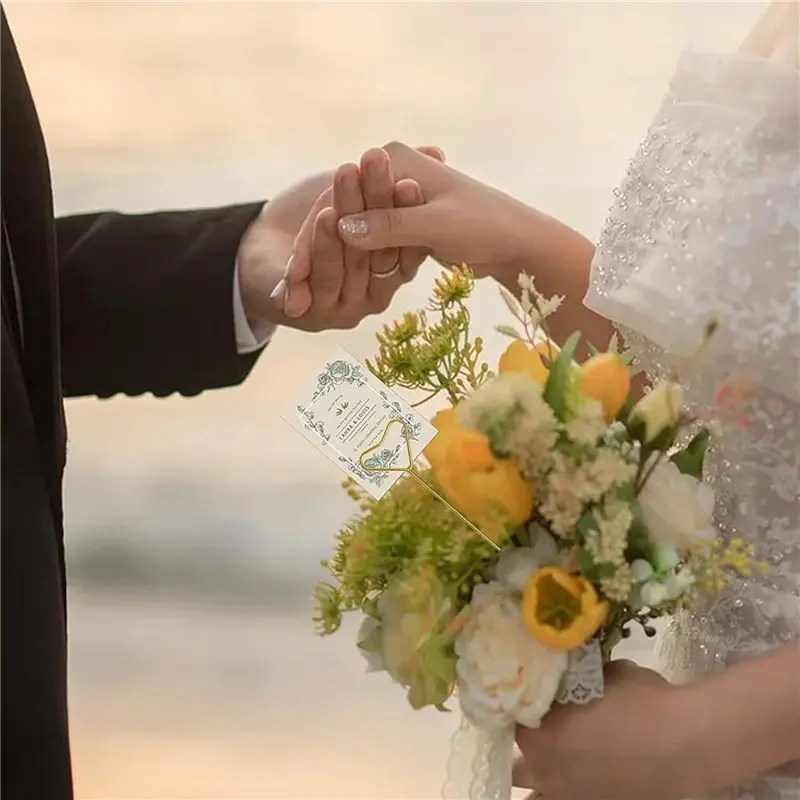 ABPQ-120 قطعة من أعواد حامل البطاقات الزهرية - أعواد حامل بطاقات الزهور للباقات، قطع مركزية الزفاف، أعواد حامل الصور