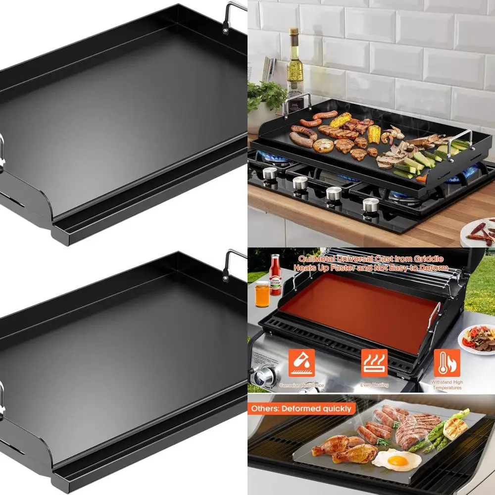 

Предварительно приправленная чугунная сковорода 25 x 16 дюймов для газовых грилей и плит, идеально подходит для приготовления пищи на открытом воздухе и собраний