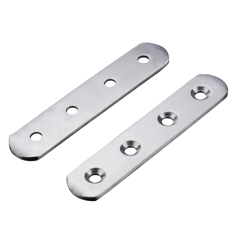 Straight Piece Corner Code 201 Stainless Steel Flat Angle Metal Bracket Connector for Furniture DIY Laminate Support