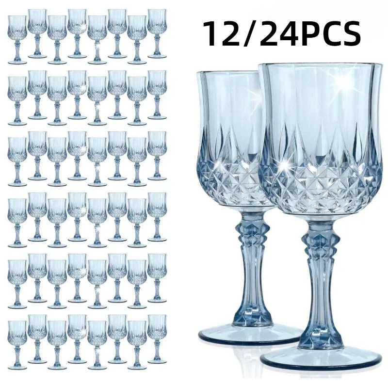 12/24PCS Shatterproof Tall Plastic Champagne Glasses Reusable for Wedding Party Outdoor Picnic Drinkware Decoration