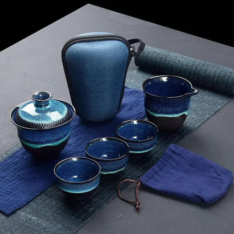 

For Chinese Kung Fu Travel Tea Set Ceramic Glaze Teapot Teacup Gaiwan Porcelain Teaset Kettles Teaware Sets Drinkware Tea Ceremo