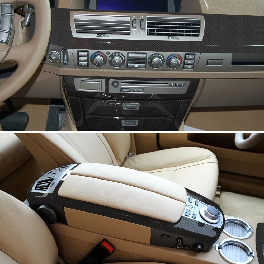 

Стайлинг автомобиля, карбоновое волокно, центральная консоль, изменение цвета, литьевая наклейка, наклейки для BMW 7 серии E65 E66 2004-2008