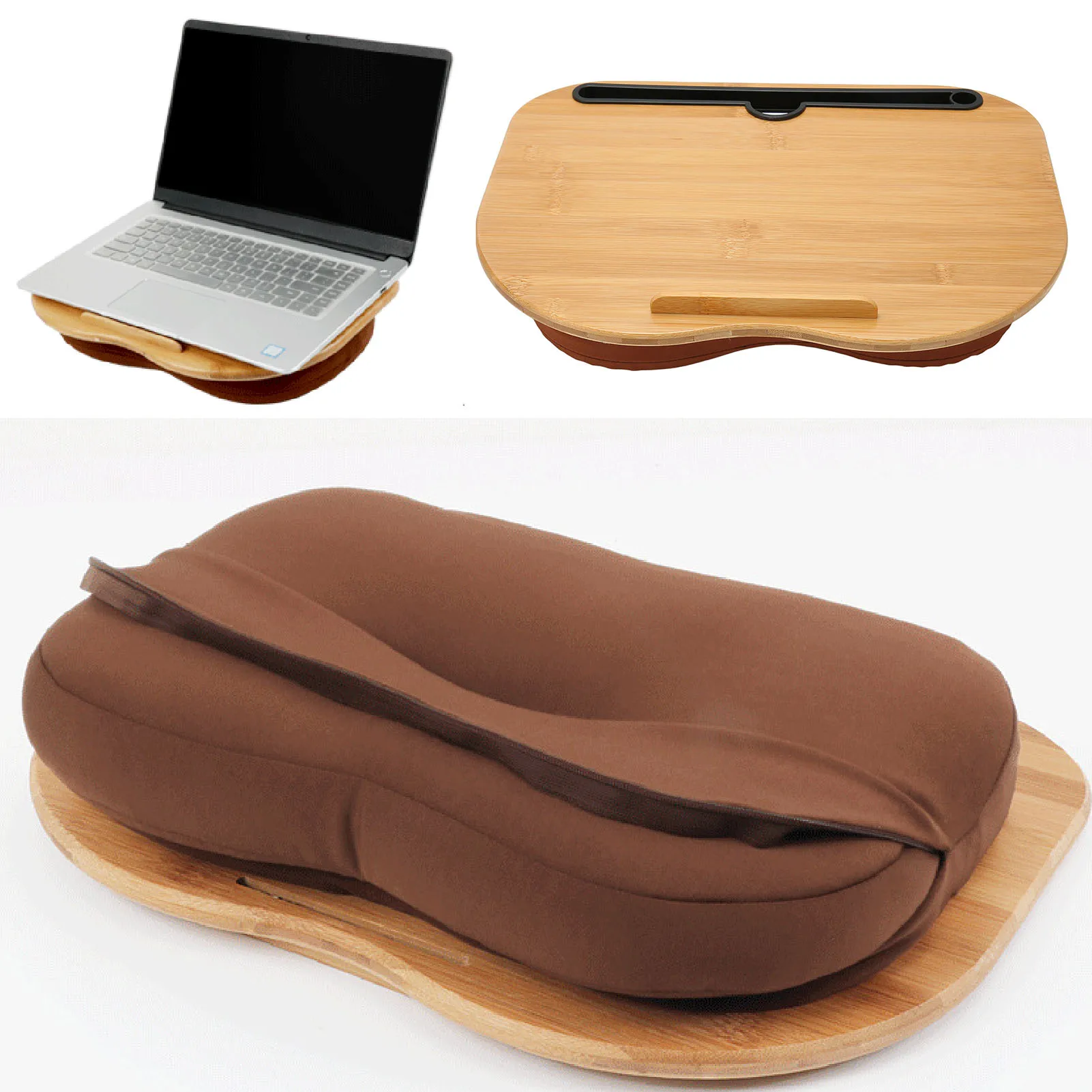 مكتب لاب توب مع وسادة ، خشب خيزران ، يناسب الكمبيوتر المحمول ، محمول ، يعمل ، كتابة ، رسم #5