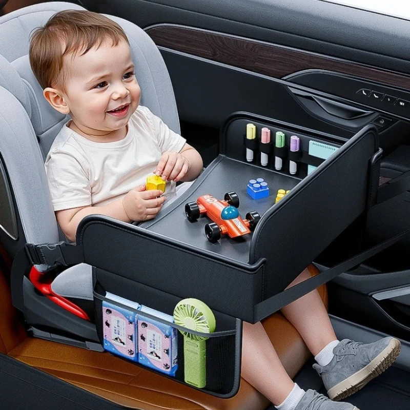Child Car Dining Drawing Table Leather Universa Safety Seat Tray Backseat Children Table Tool Toys Phone Storage Pocket Lap Desk view 6