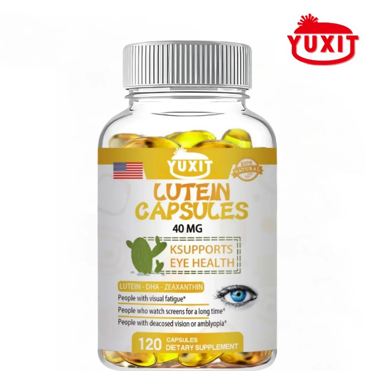 

YUXIT Lutein 40 mg for Visual Strain, Eye Health - Supports Immune System, Non-GMO, 120 Capsules