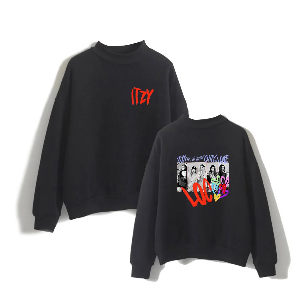 2024 New ITZY CRAZY in Love 2D Album Printed Autumn and Winter Casual Men WomenTurtleneck Kpop Sweater Kawaii Tops