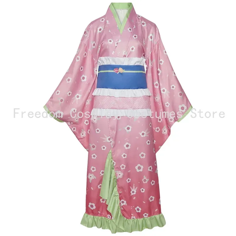Anime carro mitsuri cosplay traje peruca rosa kimono vestido roupas halloweal carnaveal festa disfarce ternos femininos x; 2,f;