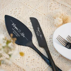 Personalized Wedding Cake Cutter Server with Fork Stainless Steel Knife Spatula Set with Gift Box Party Cake Decoration Supplies