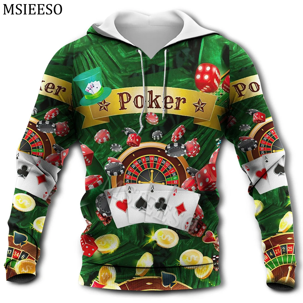 MSIEESO Gambling Born To Play Poker Forced To Work Men Hoodie Autumn Sweatshirt Streetwear Casual Women Zipper Jacket Pullover