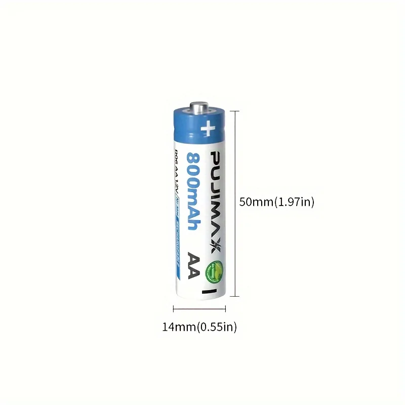 PUJIMAX 1.2V AA 800mAh Nickel-Metal Hydride Rechargeable Battery, With a Rechargeable Cycle Count of Up to 1200 Times, Providing