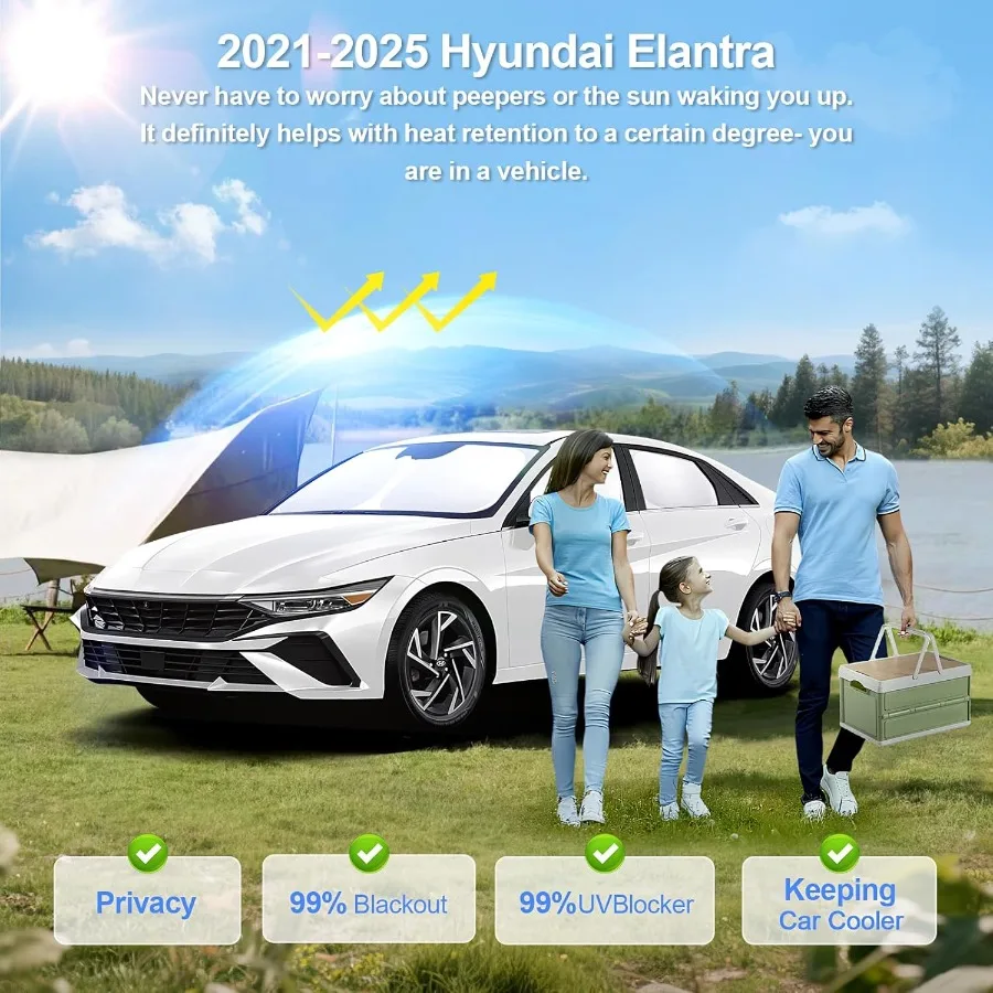 6 قطعة ظلال نافذة السيارة ل إلنترا 20212024 2025 اكسسوارات الزجاج الأمامي الجانب الخلفي كامل ظلة الشمس قناع UV حجب الخصوصية