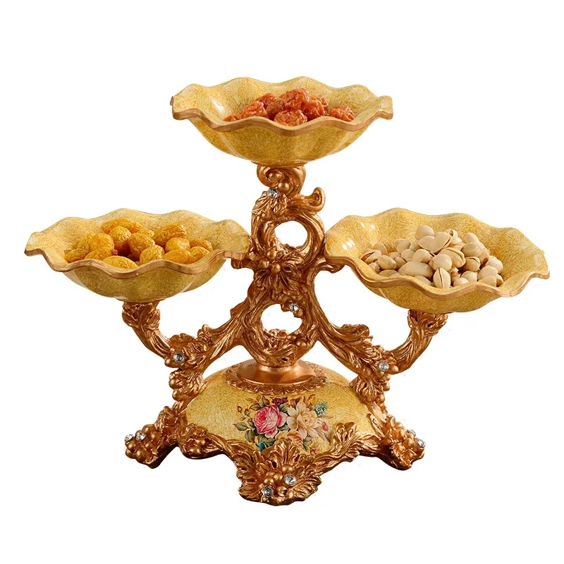 

Creative multi-functional fruit bowl double-storey living room luxury dried fruit plate living room coffee table vintage fruit