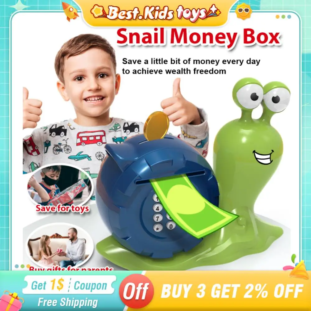 

Snail Piggy Bank Kids Electronic Password Safe Box Money ATM Coin Cash Savings Tank Children's Toys Deposit Girls Boys Gifts