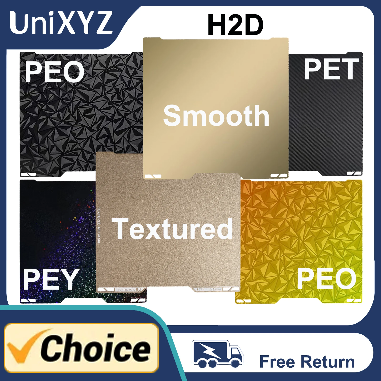 

H2D Build Plate PEI Smooth PEO PET PEY Double Sided Spring Buildplate Steel Sheet For Bambu Lab H2D with QR Code